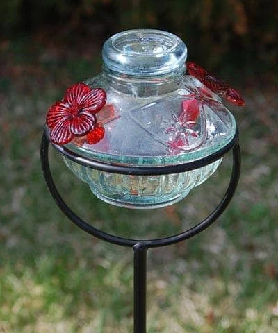 Happy Gardens Pot De Creme Staked Hummingbird Feeder, Clear, 8 Oz. 3 Happy Gardens Pot De Creme Staked Hummingbird Feeder, Clear, 8 Oz.