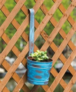 Happy Gardens New Arrivals Railing Planter Pot Blue