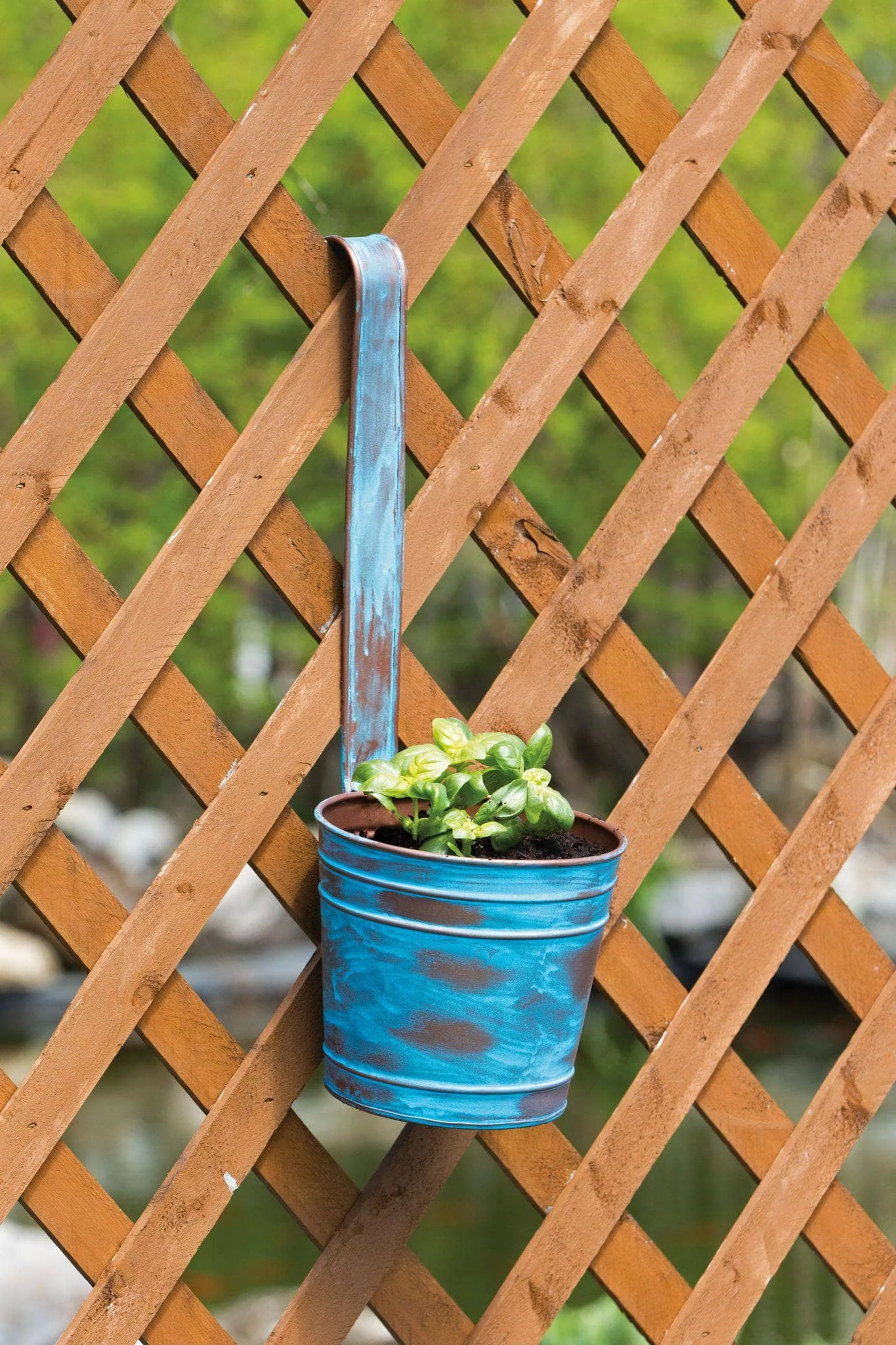 Happy Gardens New Arrivals Railing Planter Pot Blue 3 Happy Gardens New Arrivals Railing Planter Pot Blue