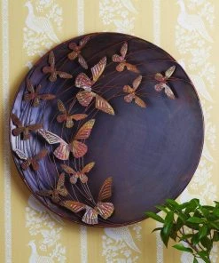 Happy Gardens Raised Butterflies Wall Decor Disc, 23"