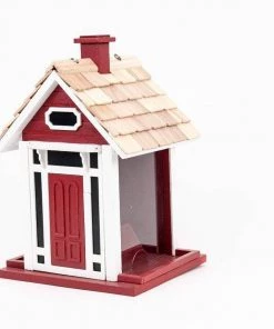Happy Gardens Red Christmas Cottage Bird Feeder Birdhouses/Baths