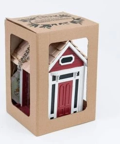 Happy Gardens Red Christmas Cottage Bird Feeder Birdhouses/Baths