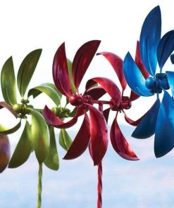 Happy Gardens Red Feather Wind Spinner, 22