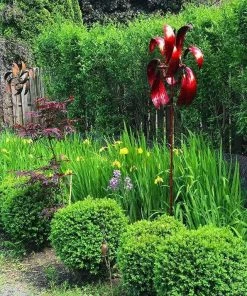 Happy Gardens Red Feather Wind Spinner, 22