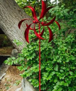 Happy Gardens Red Feather Wind Spinner, 22