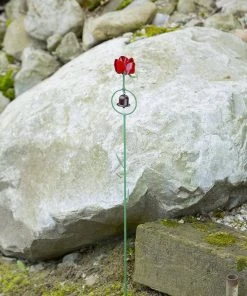 Happy Gardens Red Rose Garden Stake Garden Stakes & Rain Gauges