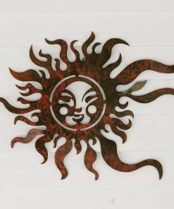 Happy Gardens Red Sun Face Wall Decor