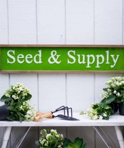 Happy Gardens "Seed & Supply" Metal And Wood Sign
