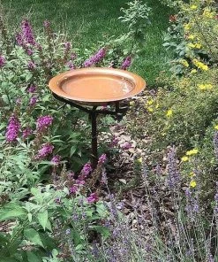 Happy Gardens Solid Copper Bird Bath With Twig Base Birdhouses/Baths
