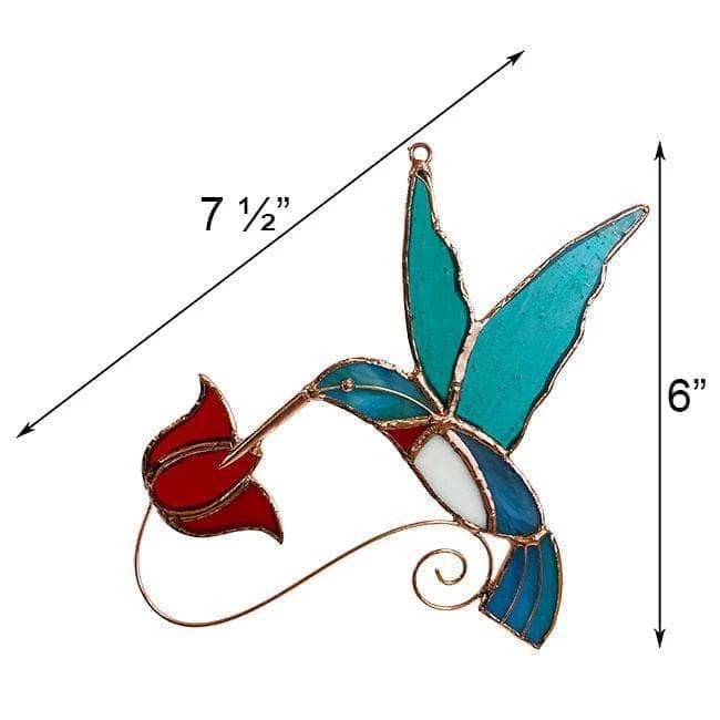 Happy Gardens Stained Glass Hummingbird Suncatcher 5 Happy Gardens Stained Glass Hummingbird Suncatcher