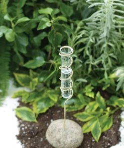 Happy Gardens Standing Brass Spiral Rain Gauge Garden Stakes & Rain Gauges