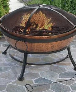 Happy Gardens Accessories Steel Outdoor Fire Bowl W/Screen