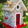 Happy Gardens Stone Cottage Bird House 2 Happy Gardens Stone Cottage Bird House