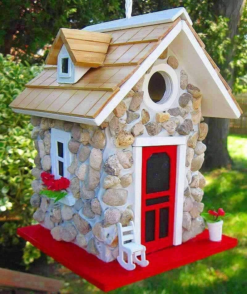 Happy Gardens Stone Cottage Bird House 3 Happy Gardens Stone Cottage Bird House