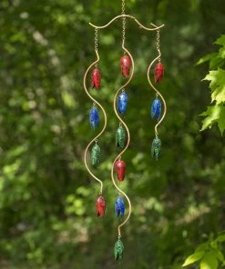 Happy Gardens Mobiles & Wind Chimes Triple Bell Spiral Multicolor Wind Chime
