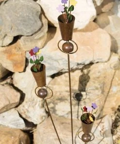 Happy Gardens Triple Flower Pot Garden Stake Garden Stakes & Rain Gauges