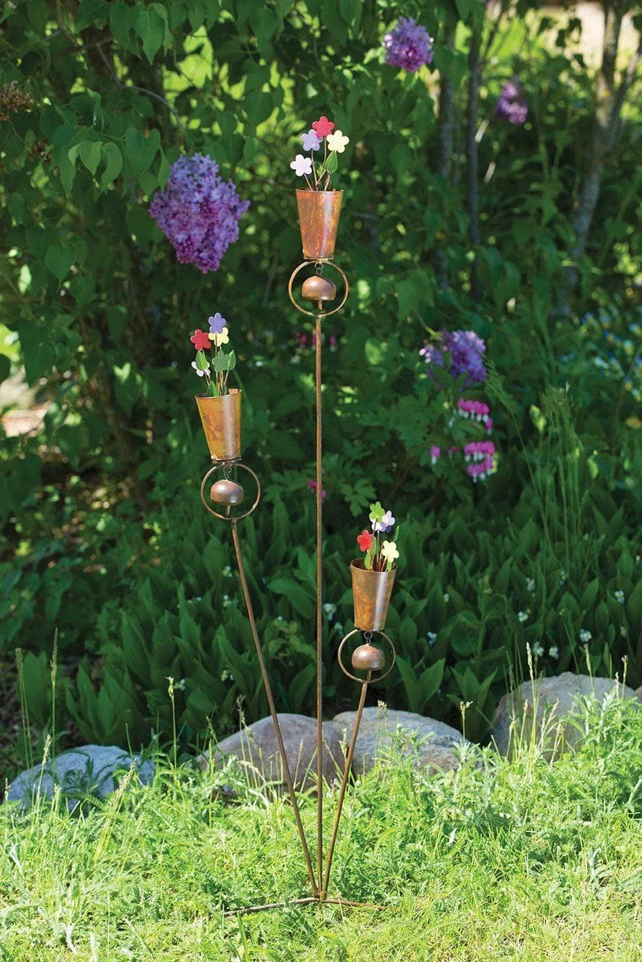 Happy Gardens Triple Flower Pot Garden Stake Garden Stakes & Rain Gauges 3 Happy Gardens Triple Flower Pot Garden Stake Garden Stakes & Rain Gauges