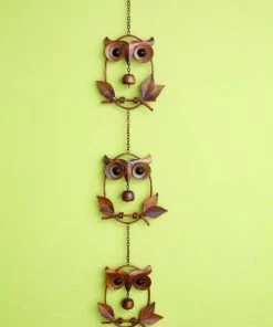 Happy Gardens Triple Owl With Bell On Branch Ornament Ornaments