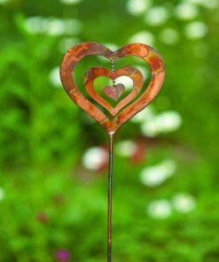 Happy Gardens Garden Stakes & Rain Gauges Triple Spinning Heart Garden Stake