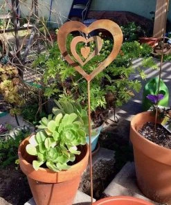 Happy Gardens Garden Stakes & Rain Gauges Triple Spinning Heart Garden Stake