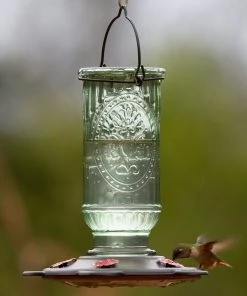 Happy Gardens Vintage Bottle Hummingbird Feeder