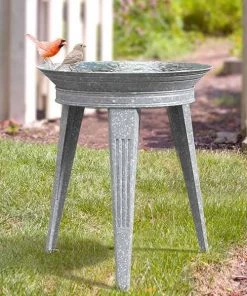 Happy Gardens Vintage Metal Bird Bath And Stand Birdhouses/Baths