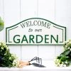 Happy Gardens "Welcome To Our Garden" Metal Sign With Gloss Finish