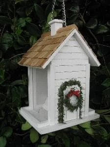 Happy Gardens White Christmas Cottage Bird Feeder