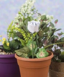 Happy Gardens White Rose Plant Pick