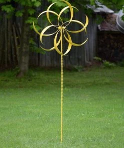 Happy Gardens Yellow Feather Wind Spinner, 32" Wind Spinners