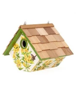 Happy Gardens Yellow Jessamine Printed Wren Birdhouse Birdhouses/Baths