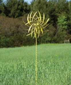 Happy Gardens Yellow Pinwheel Wind Spinner 22"