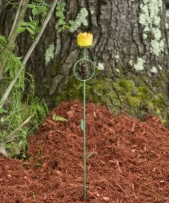 Happy Gardens Yellow Rose Garden Stake Garden Stakes & Rain Gauges